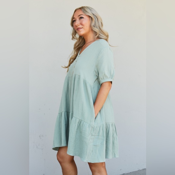 Boho Loose Fit Cotton Mini Dress - Picture 3 of 5